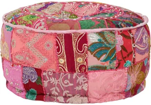 vidaXL Okrągły puf patchworkowy, ręcznie robiony, 40 x 20 cm, różowy - Pufy i podnóżki - miniaturka - grafika 8