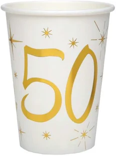 SANTEX Kubeczki papierowe "50 Urodziny - Gold", SANTEX, 250 ml, 10 szt - Dekoracje i nakrycia stołu na imprezę - miniaturka - grafika 2