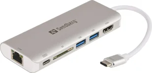 Sandberg 136 18 USB-C Dock, 61 W Srebrny 136-18 - Adaptery i przejściówki - miniaturka - grafika 2