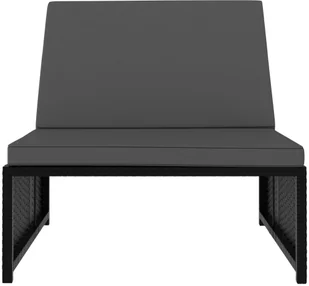 vidaXL Leżaki ze stolikiem, 2 szt., polirattan, czarne - Leżaki ogrodowe - miniaturka - grafika 7