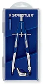 Zestawy szkolne - Staedtler STAEDTLER Mars Comfort 552 01 cyrkiel do szybkiej regulacji, wymienne igły, udka składane, średnica okręgu: 350 mm, długość: 170 mm, kolor: niebieski, srebrny, etui z klapką 552 01 - miniaturka - grafika 1