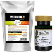 Witaminy i minerały dla sportowców - VIVIO Zestaw Witamina C (Kwas L-askorbinowy) 1000g + SWANSON Beta Carotene 10000IU 100softgels - miniaturka - grafika 1
