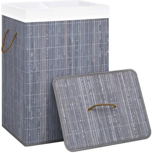 vidaXL Bambusowy kosz na pranie, szary, 72 L vidaXL - Kosze na bieliznę - miniaturka - grafika 3