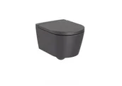 Miski WC - Roca A346528640 INSPIRA ROUND Miska podwieszana Rimless CPT 480x370 ONYX - miniaturka - grafika 1