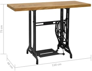 vidaXL vidaXL Stolik konsola, z podstawy maszyny do szycia, 110x40x75 cm - Konsole i sekretarzyki - miniaturka - grafika 5