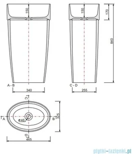 Besco Uniqa Glam Srebrna umywalka wolnostojąca 32x46x84cm #UMD-U-WGS | - Umywalki - miniaturka - grafika 2