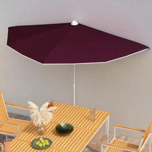 vidaXL Półokrągły parasol ogrodowy na słupku, 180x90 cm, bordowy vidaXL - Parasole ogrodowe - miniaturka - grafika 2