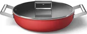 Patelnie - Smeg Patelnia do serwowania 50's Style głęboka 28 cm czerwona CKFD2811RDM - miniaturka - grafika 1