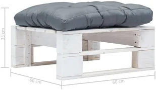 vidaXL Ogrodowy stołek z palet z szarą poduszką, biały, drewno FSC vidaXL - Pozostałe meble ogrodowe - miniaturka - grafika 3