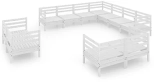 vidaXL 11-cz. zestaw wypoczynkowy do ogrodu, biały, drewno sosnowe - Meble ogrodowe - miniaturka - grafika 2