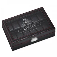 Pudełka i szkatułki - Murrano Karbonowa Szkatułka Kuferek na Zegarki GRAWER Styl dla Niego SZKT-ZG-KB-018 - miniaturka - grafika 1