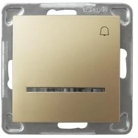 Ospel Wyłącznik ścienny IMPRESJA MODUŁ dzwonek z podśw. złoty metalik - Wyłączniki światła i elektryczne - miniaturka - grafika 2