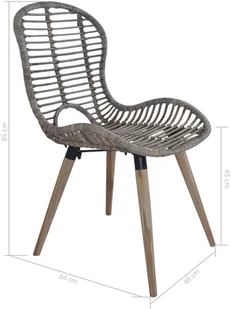 vidaXL Krzesła ogrodowe, 6 szt, naturalny rattan, 48x64x85 cm, brązowe - Fotele i krzesła ogrodowe - miniaturka - grafika 8