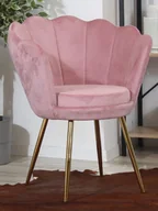 Fotele - Aropos1 Welurowy fotel muszelka SHELL granatowy na złotych nogach - miniaturka - grafika 1