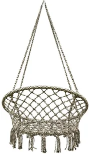 SASKA GARDEN Hamak ażurowy fotel wiszący 80x60cm z poduszką szary victoriasport-1018058-0 - Fotele ogrodowe wiszące - miniaturka - grafika 3