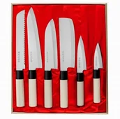 Noże kuchenne - Satake Satake Megumi Zestaw 6 noży w drewnianym pudełku HG8582W - miniaturka - grafika 1