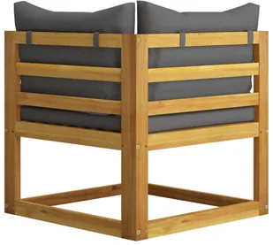 VidaXL Moduł sofy narożnej z ciemnoszarą poduszką, drewno akacjowe 311860 - Sofy ogrodowe - miniaturka - grafika 5