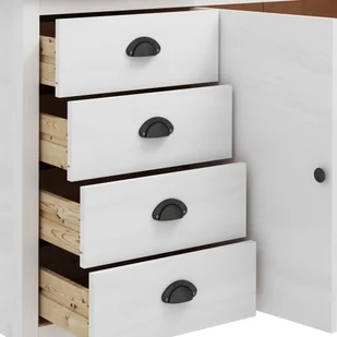 vidaXL Komoda Hill Range, biała, 130x40x80 cm, lite drewno sosnowe - Komody - miniaturka - grafika 7