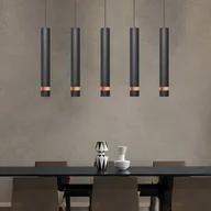 Lampy sufitowe - Euluna Lampa wisząca LED Tuba czarna/różowe złoto 5-pkt. - miniaturka - grafika 1