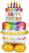 Urodziny dziecka - Amscan Balon foliowy stojący Tort urodzinowy Happy Birthday AirLoonz - 127 cm 4244911 - miniaturka - grafika 1