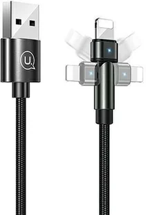 USAMS Kabel pleciony obrotowy U60 2A Lightning czarny/black 1m SJ476USB01 (US-SJ476) - Kable USB - miniaturka - grafika 2
