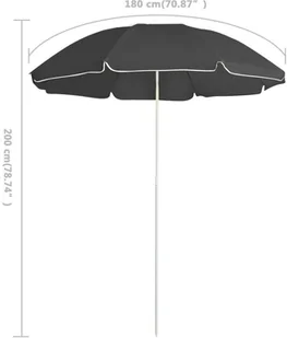 vidaXL Parasol ogrodowy na stalowym słupku, antracytowy, 180 cm 315542 - Parasole ogrodowe - miniaturka - grafika 5