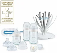Butelki dla niemowląt - NUK 10225163 Nature Sense zestaw szklanych butelek, butelek dla niemowląt, szczotka do odkurzacza, butelka do picia, Multi Dry i Genius smoczek, biały - miniaturka - grafika 1