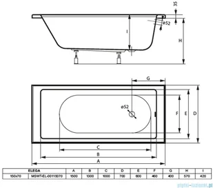 Massi ELEGA 150x70 MSWT-EL-00115070 - Wanny - miniaturka - grafika 3