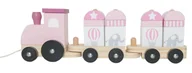 Samochody i pojazdy dla dzieci - JaBaDaBaDo pociąg drewniany z klockami - różowy - miniaturka - grafika 1