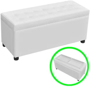 vidaXL Pikowana ławka biała otomana - Ławki do przedpokoju - miniaturka - grafika 2