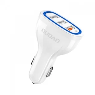 Dudao Ładowarka samochodowa szybkie ładowanie Quick Charge 3.0 QC3.0 2.4A 18W 3x USB biały - Ładowarki samochodowe - miniaturka - grafika 2