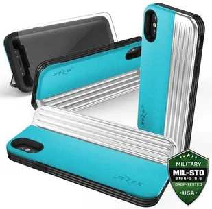 Zizo Retro Series Etui iPhone X z kieszenią na karty + podstawka + szkło 9H na ekran (Baby Blue/Silver) RET-IPH8-BBLSL - Etui i futerały do telefonów - miniaturka - grafika 2