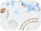 Pieluchy - Pieluszka Tetrowa Druk Bawełna 100% Ciuchcia I Tor - miniaturka - grafika 1