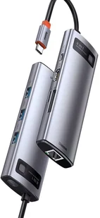 Baseus Hub 8w1 Metal Gleam Series USB-C do 3x USB 3.0 + HDMI + USB-C PD + Ethernet RJ45 + microSD/SD CAHUB-CV0G - Huby USB - miniaturka - grafika 4