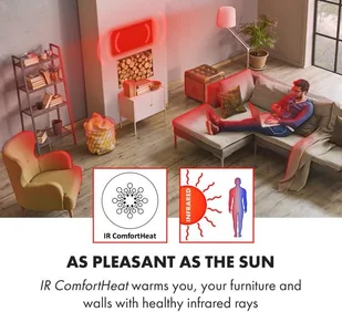 Klarstein Klarstein Wonderwall Air Infinite, grzejnik promiennikowy na podczerwień, 90 x 60 cm, 580 W, montaż ścienny, FB, białyKlarstein ACO10-WdwlAirInfnt58 - Ogrzewanie przenośne - miniaturka - grafika 5