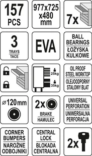 YATO SZAFKA SERWISOWA ZE 157 NARZĘDZIAMI 7 SZUFLAD Z BLOKADĄ OTWARCIA - Pozostałe wyposażenie warsztatu - miniaturka - grafika 12