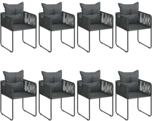 vidaXL 9-częściowy zestaw mebli ogrodowych, rattan PVC, czarno-brązowy - Meble ogrodowe - miniaturka - grafika 3