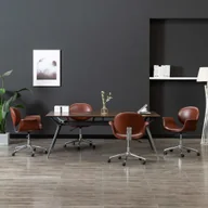 Krzesła - vidaXL Obrotowe krzesła stołowe, 4 szt., brązowe, sztuczna skóra 3054861 - miniaturka - grafika 1