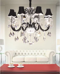 Lumina Deco Deco Żyrandol kryształowy DENICA BLACK W8 LDP 66249-8 BK) Deco LDP 66249-8 BK) - Lampy sufitowe - miniaturka - grafika 2