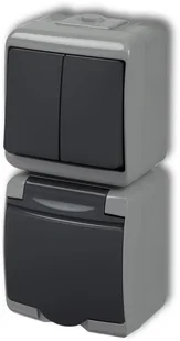 Karlik JUNIOR - Łącznik świecznikowy z gniazdem hermetycznym (klapka grafitowa) (popielaty / grafitowy) 30WGHH-2p - Wyłączniki światła i elektryczne Karlik JUNIOR - Łącznik świecznikowy z gniazdem hermetycznym (klapka grafitowa) (popielaty / grafitowy) 30WGHH-2p - Wyłączniki światła i elektryczne - miniaturka - grafika 1