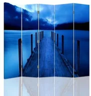 Parawany - Feeby Parawan pokojowy pięcioczęściowy dwustronny obrotowy 360° na płótnie Canvas Niebieski pomost 180x180 - miniaturka - grafika 1
