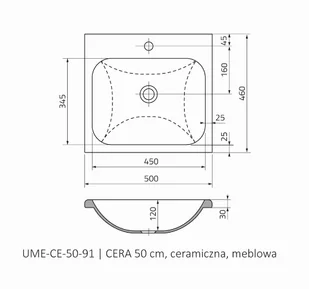 ORISTO CERA 50 cm UME-CE-50-91 - Umywalki - miniaturka - grafika 2
