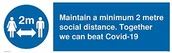 Systemy ekspozycyjne i znaki informacyjne - Viking Signs Utrzymuj minimum 2 metry dystansu społecznego. Together we can beat Covid-19 MP6029-A2L-V - miniaturka - grafika 1