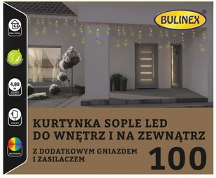 Bulinex Kurtyna LED Sople 13-551, 100 diod LED, 4,8 m, 3,72 W, barwa RGB - Oświetlenie świąteczne - miniaturka - grafika 4