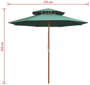 vidaXL Parasol z podwójnym daszkiem, 270x270 cm drewno, zielony - Parasole ogrodowe - miniaturka - grafika 7