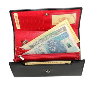 Wilmar (PL) Portfel Damski (PL) Suwak 16 cm Skóra Włoska Czarny Z Czerwonym - Portfele - miniaturka - grafika 5