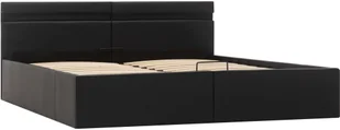vidaXL Rama łóżka z podnośnikiem i LED, czarna, ekoskóra, 160 x 200 cm - Łóżka - miniaturka - grafika 4