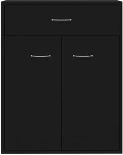 vidaXL Szafka, czarna, 60 x 30 x 75 cm, płyta wiórowa - Szafki do salonu - miniaturka - grafika 8