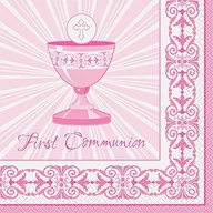 Kinder party - Unique impreza Supplies oszałamiająco krzyż Różowy pierwszą komunię serwetek, 16 sztuk 43803 - miniaturka - grafika 1