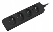 Przedłużacze i rozgałęźniki - HBF sieciowy Listwa Zasilająca 4gn 1,5m Cz - miniaturka - grafika 1